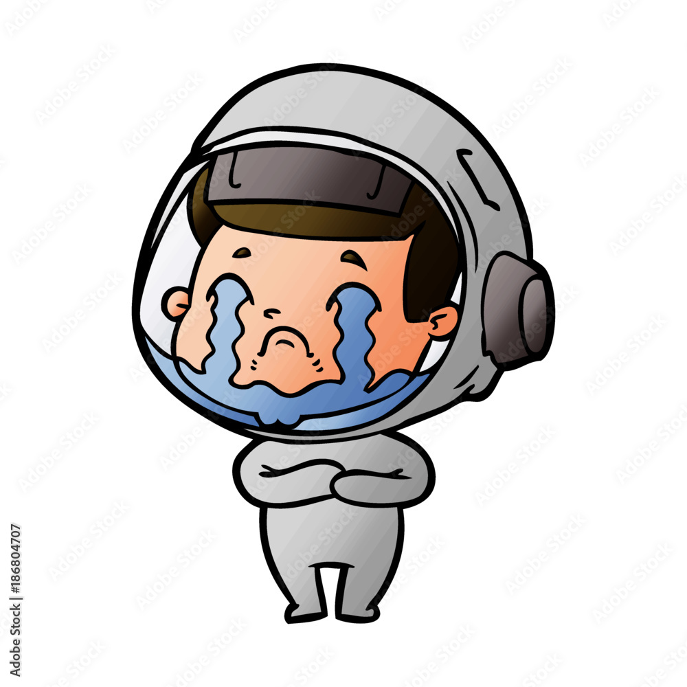 Obraz premium cartoon crying astronaut