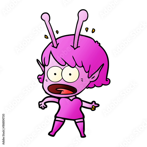 cartoon shocked alien girl