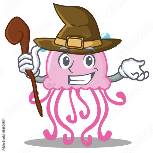 Witch cute jellyfish character cartoon