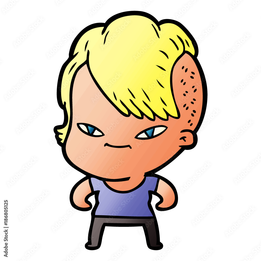 cute cartoon girl with hipster haircut cute cartoon girl with hipster haircut