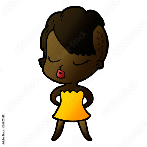cartoon pretty hipster girl