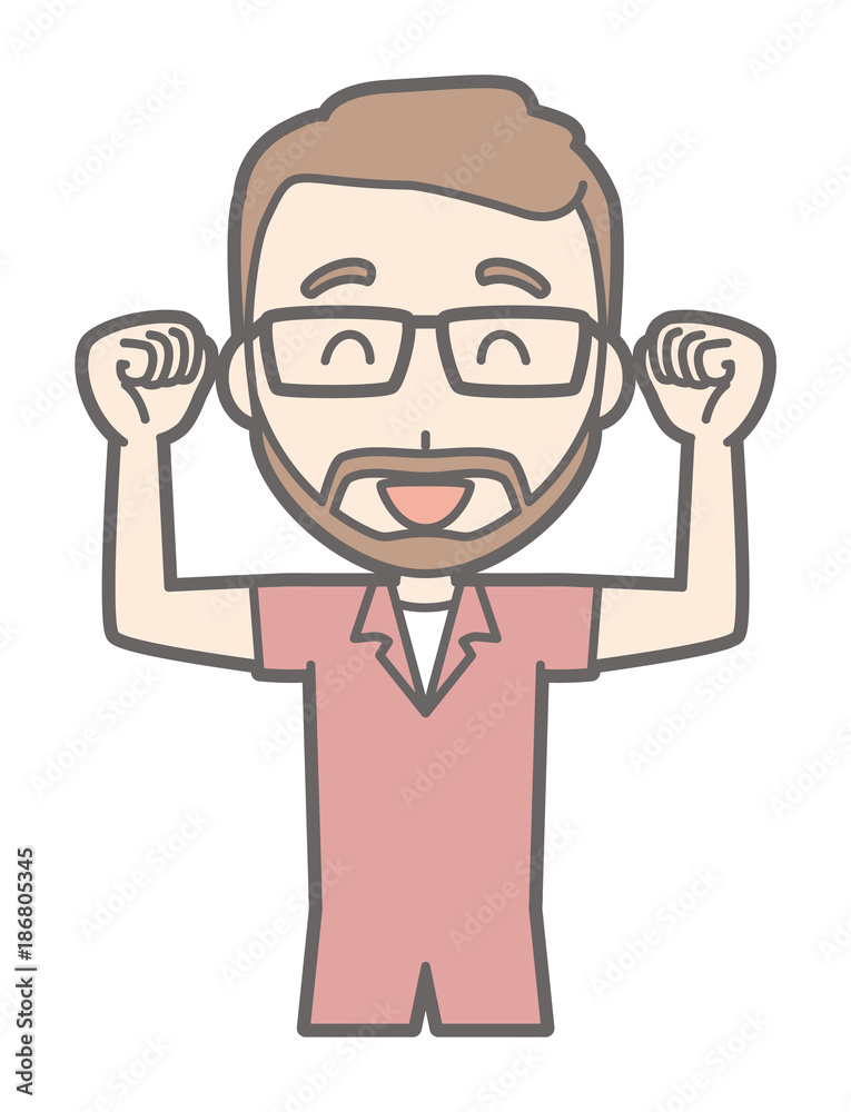 A man raising his beard with glasses raising his hands A man raising his beard with glasses raising his hands