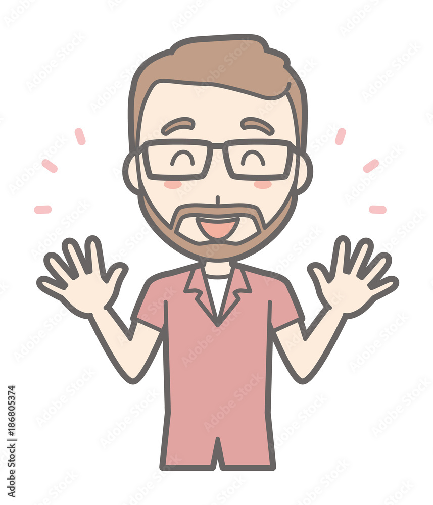 A man with glasses and a beard grows his hands A man with glasses and a beard grows his hands