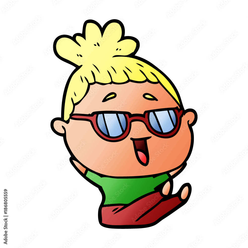 cartoon happy woman wearing spectacles cartoon happy woman wearing spectacles