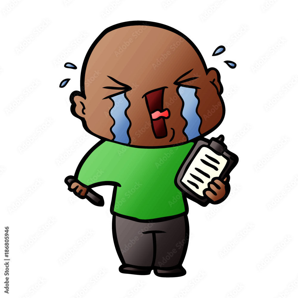 cartoon crying man with clipboard cartoon crying man with clipboard