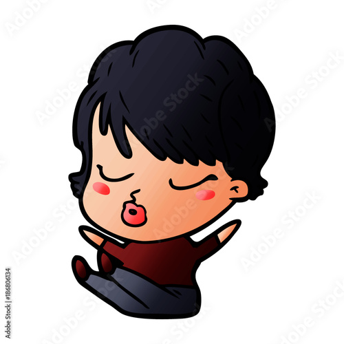 cartoon woman with eyes shut