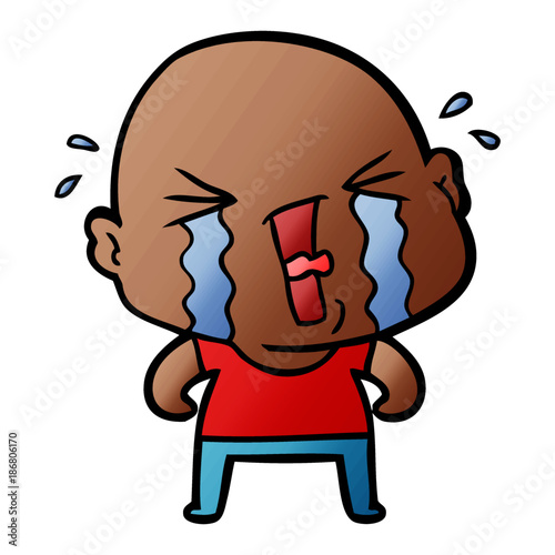 cartoon crying bald man