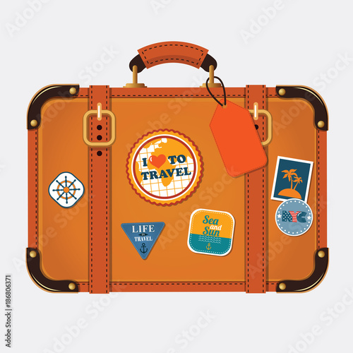 Vector illustration of retro travel suitcase photo
