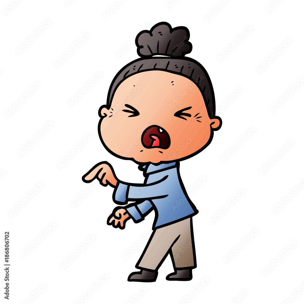 cartoon angry old woman