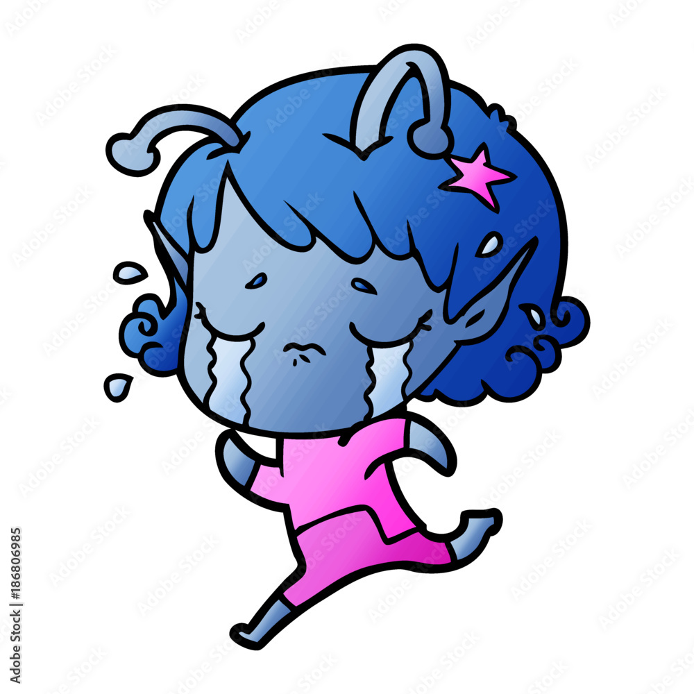 cartoon crying alien girl cartoon crying alien girl