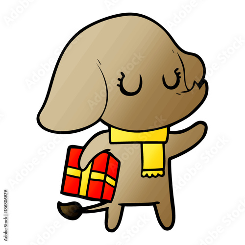 cute cartoon elephant with gift