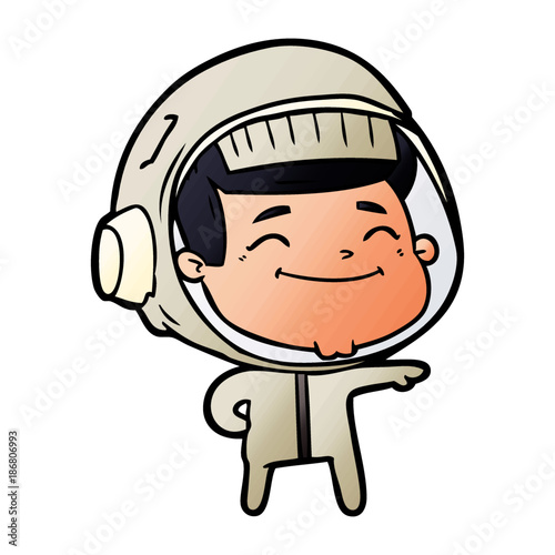 happy cartoon astronaut