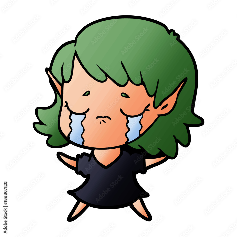 cartoon crying elf girl cartoon crying elf girl