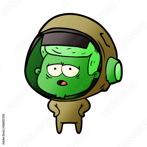 cartoon tired astronaut