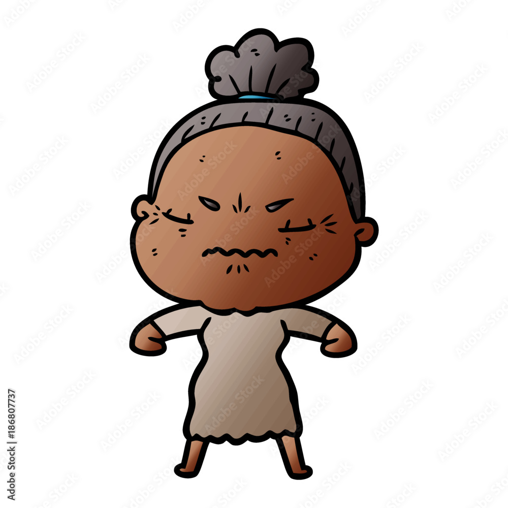 cartoon annoyed old lady