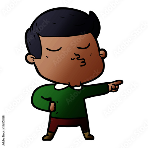 cartoon model guy pouting