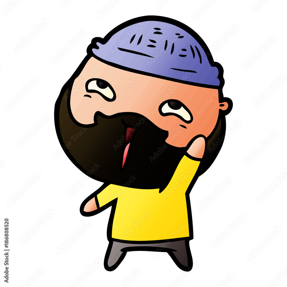 cartoon happy bearded man