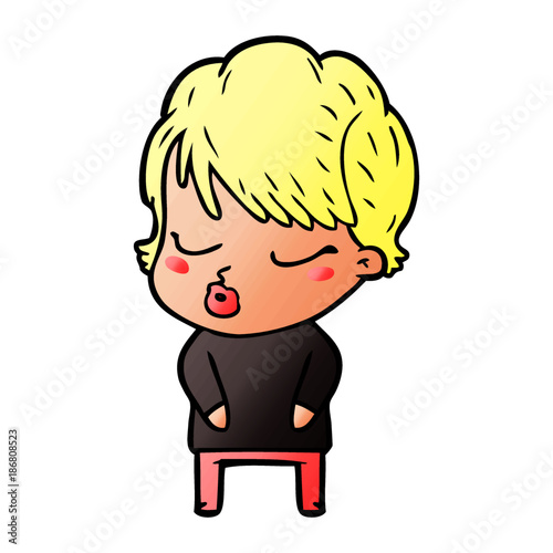 cartoon woman with eyes shut