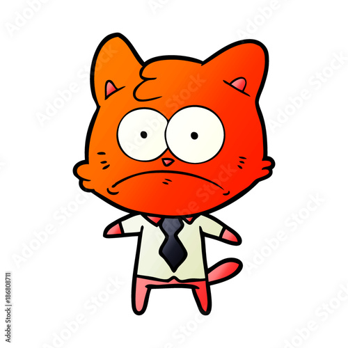 cartoon nervous business cat