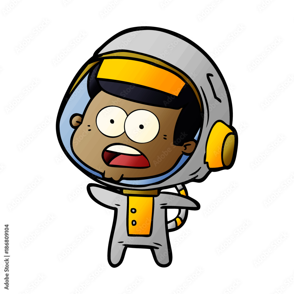 cartoon surprised astronaut