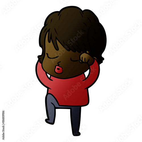 cartoon woman with eyes shut
