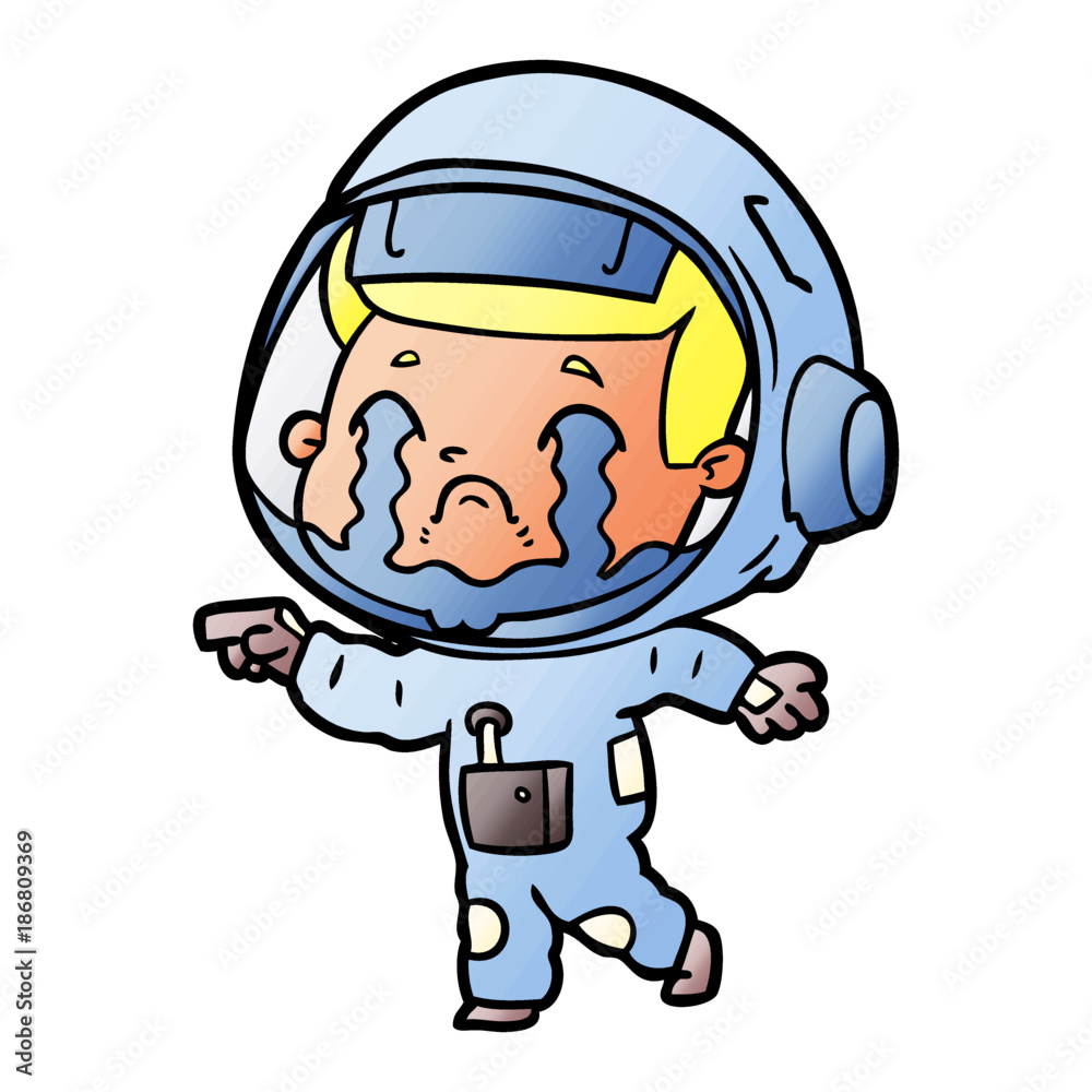 cartoon crying astronaut