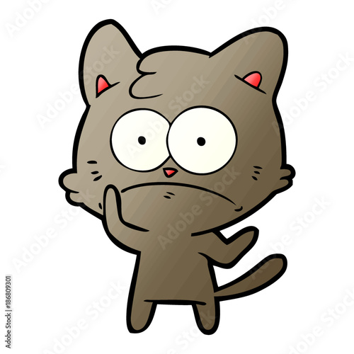 cartoon nervous cat