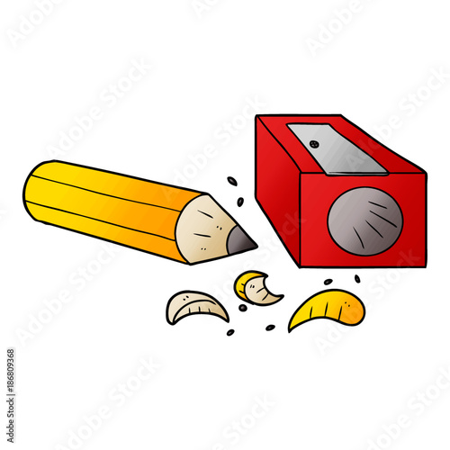 cartoon pencil and sharpener