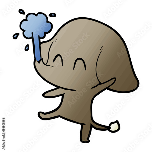 cute cartoon elephant spouting water