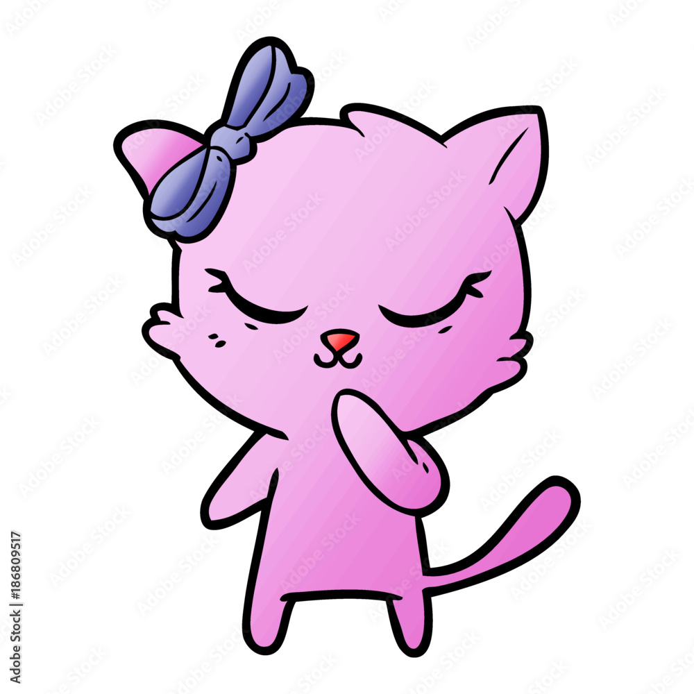 cute cartoon cat with bow cute cartoon cat with bow