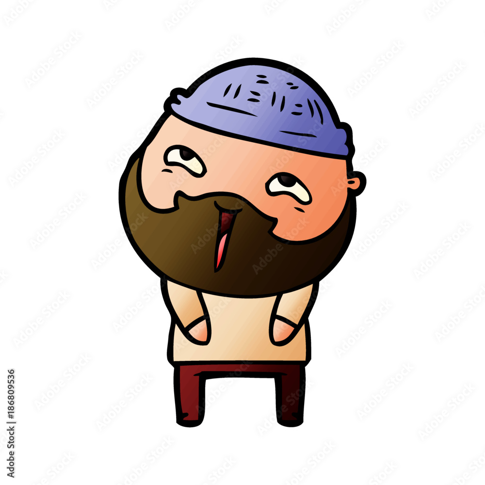 cartoon happy bearded man