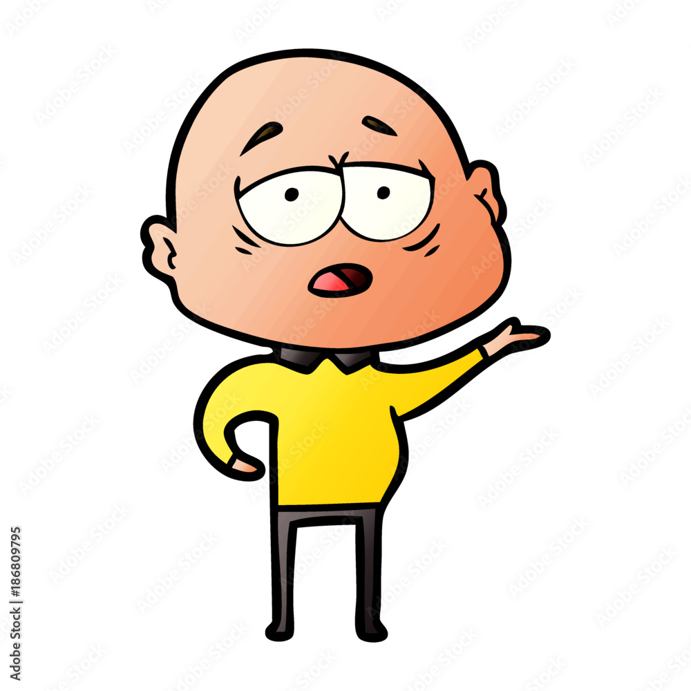 cartoon tired bald man cartoon tired bald man