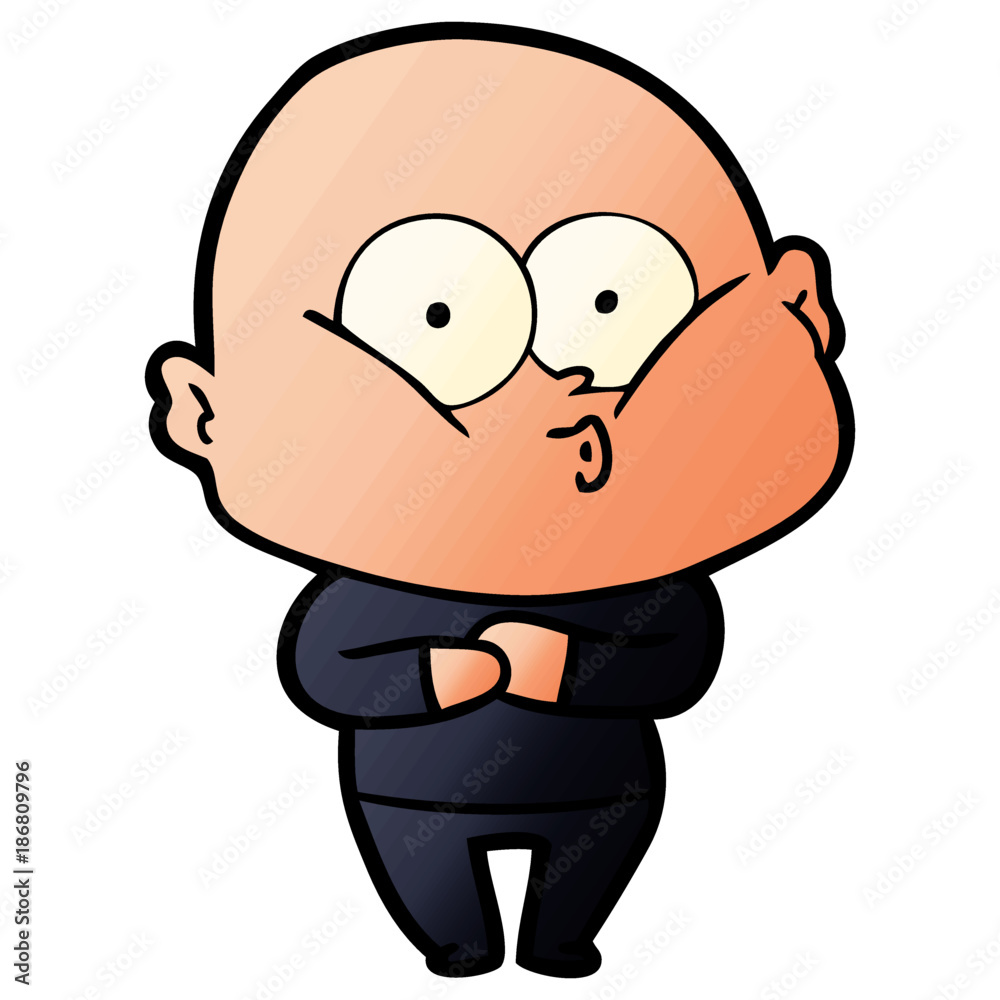 cartoon bald man staring
