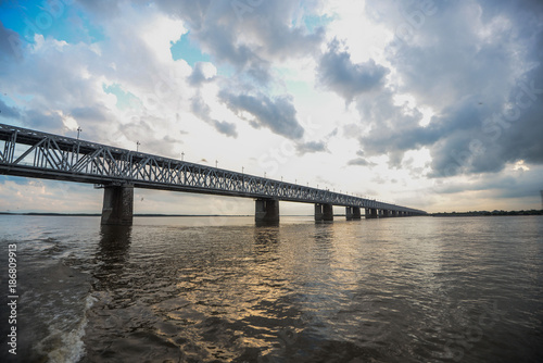 Khabarovsk Bridge is a road and rail bridge  which crosses the Amur River in Khabarovsk city