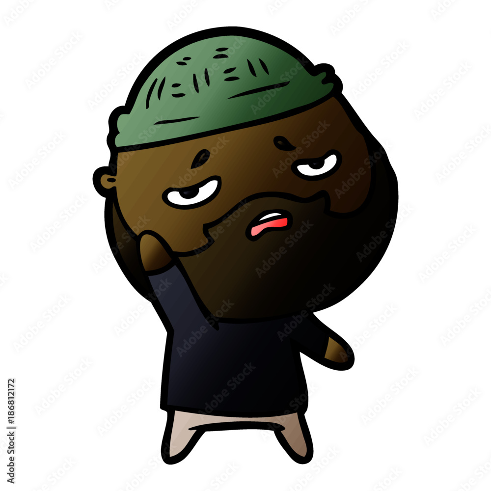 cartoon worried man with beard cartoon worried man with beard