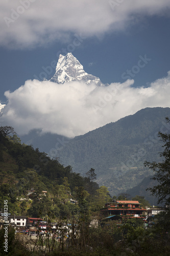 Beautiful view of Machachupare Fishtail Peak in Himalaya Mountain, Nepal