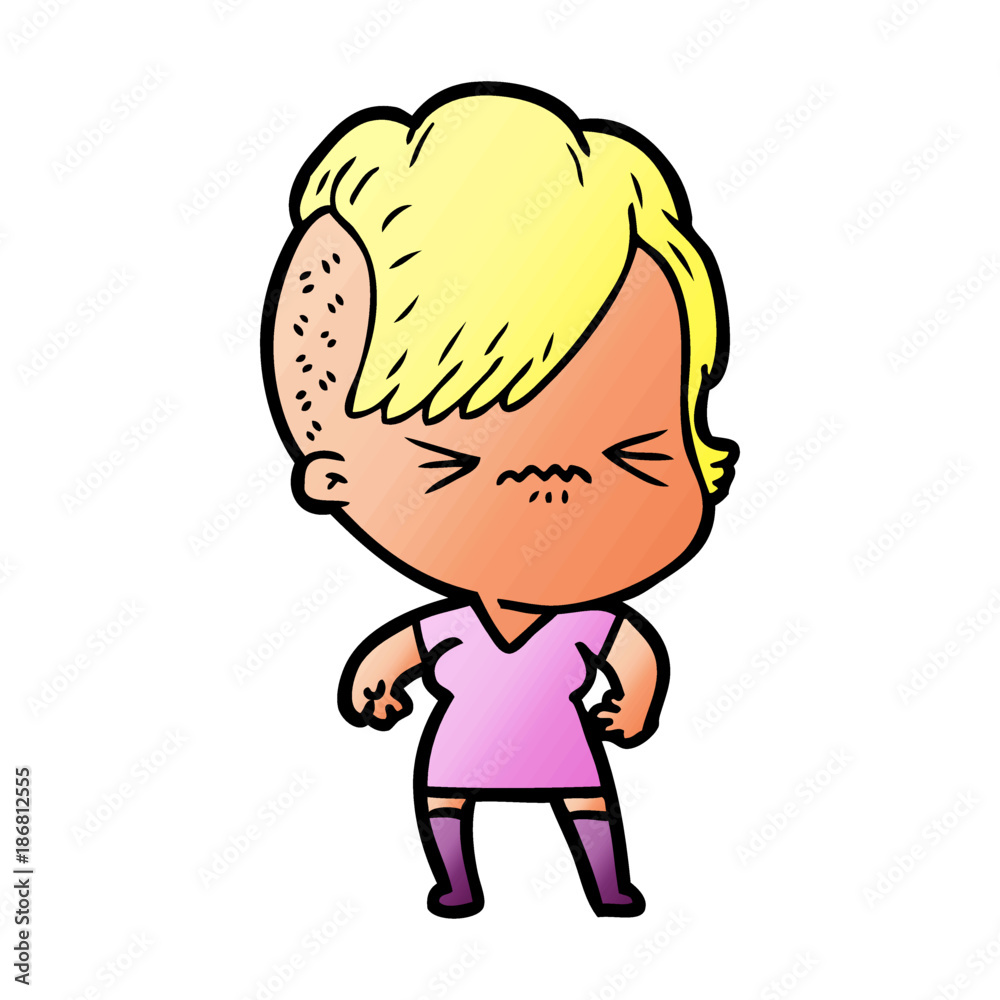 cartoon annoyed hipster girl cartoon annoyed hipster girl
