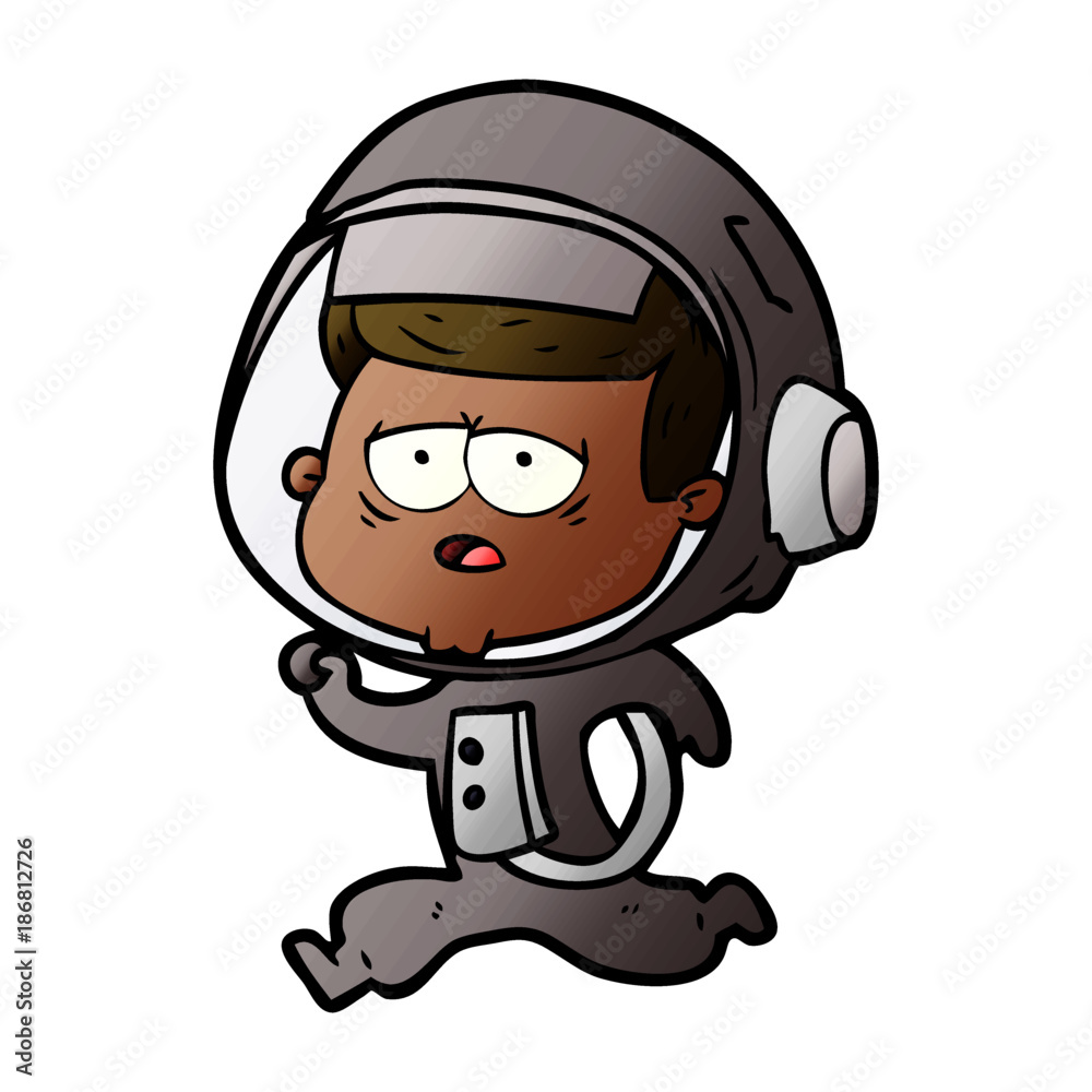 cartoon tired astronaut