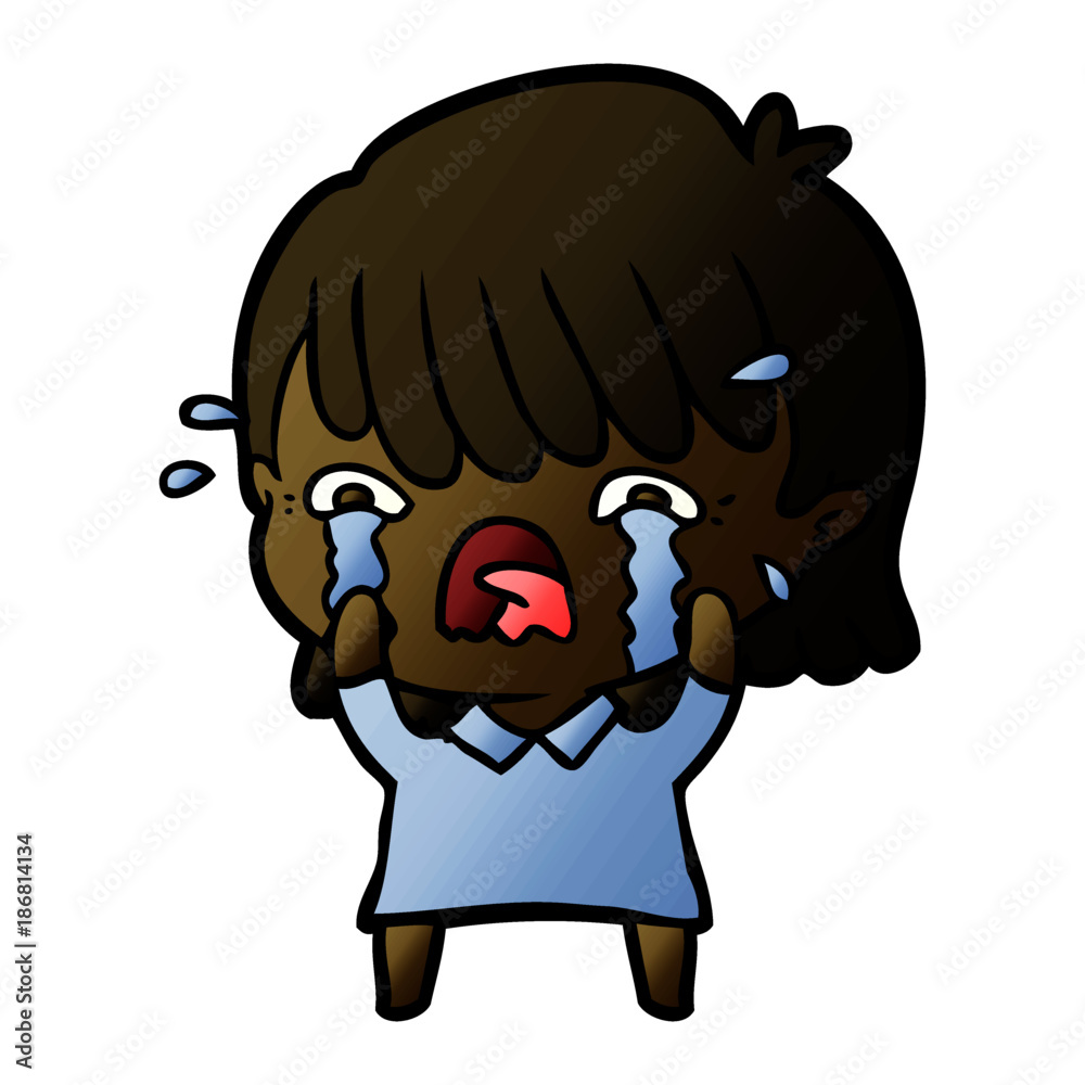 Obraz premium cartoon girl crying