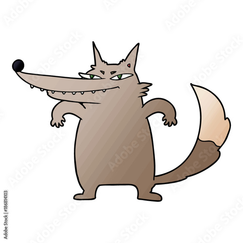 sly cartoon wolf