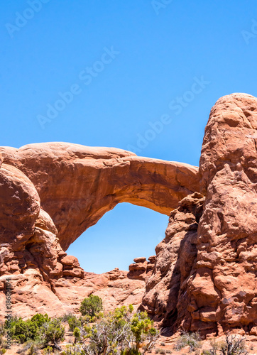 Desert Moab, Utah, USA. Stone natural arch Windows. The Natural Phenomenon