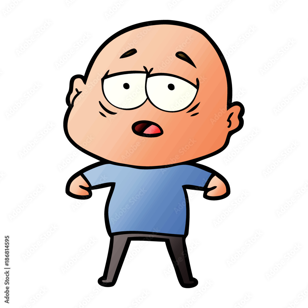 cartoon tired bald man cartoon tired bald man