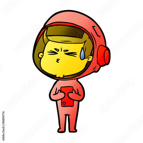 cartoon stressed astronaut