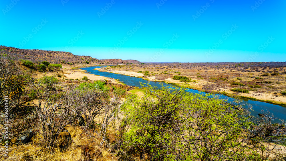 The Olifant River in Kruger National Park in South Africa viewed from Olifant Lookout between Olifant and Letaba Rest Camps