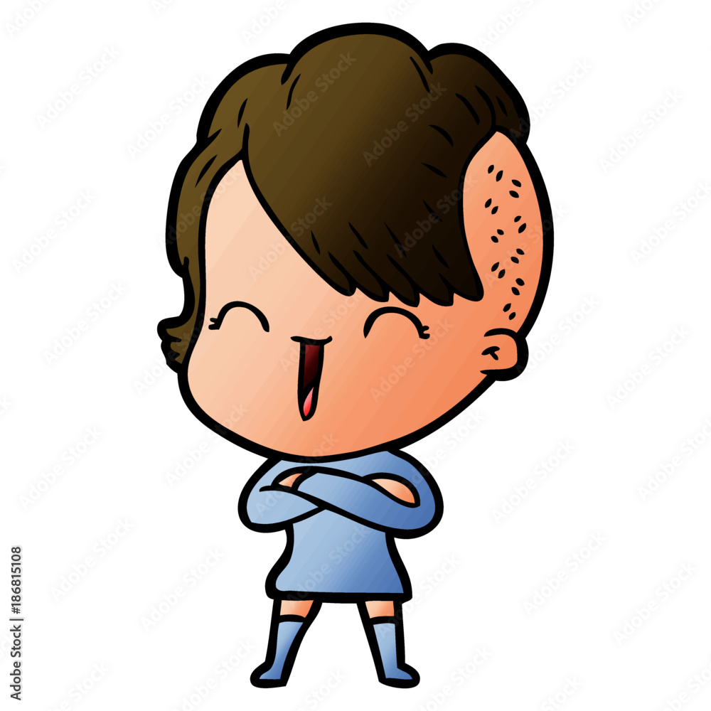 cartoon happy hipster girl cartoon happy hipster girl