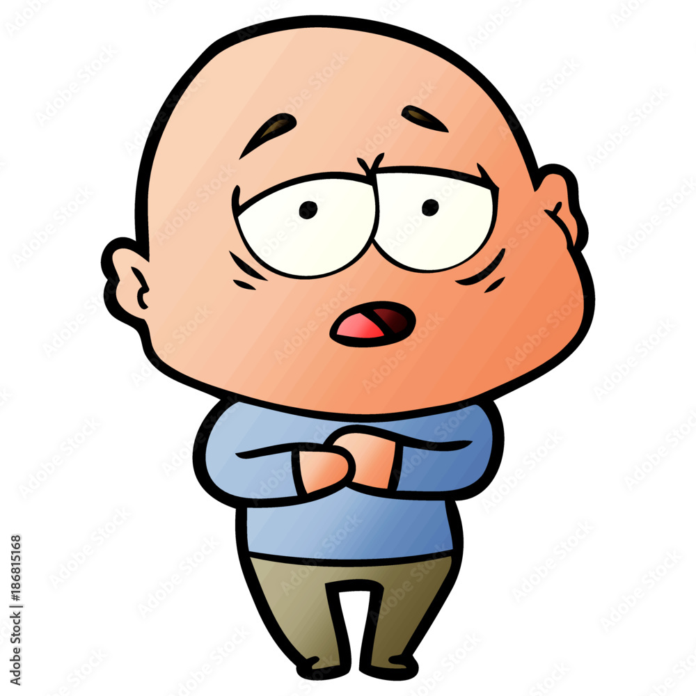 cartoon tired bald man cartoon tired bald man