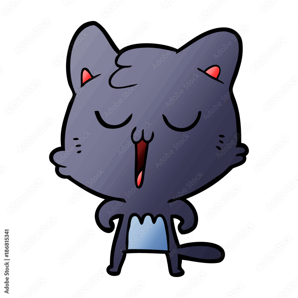 Obraz premium cartoon cat singing