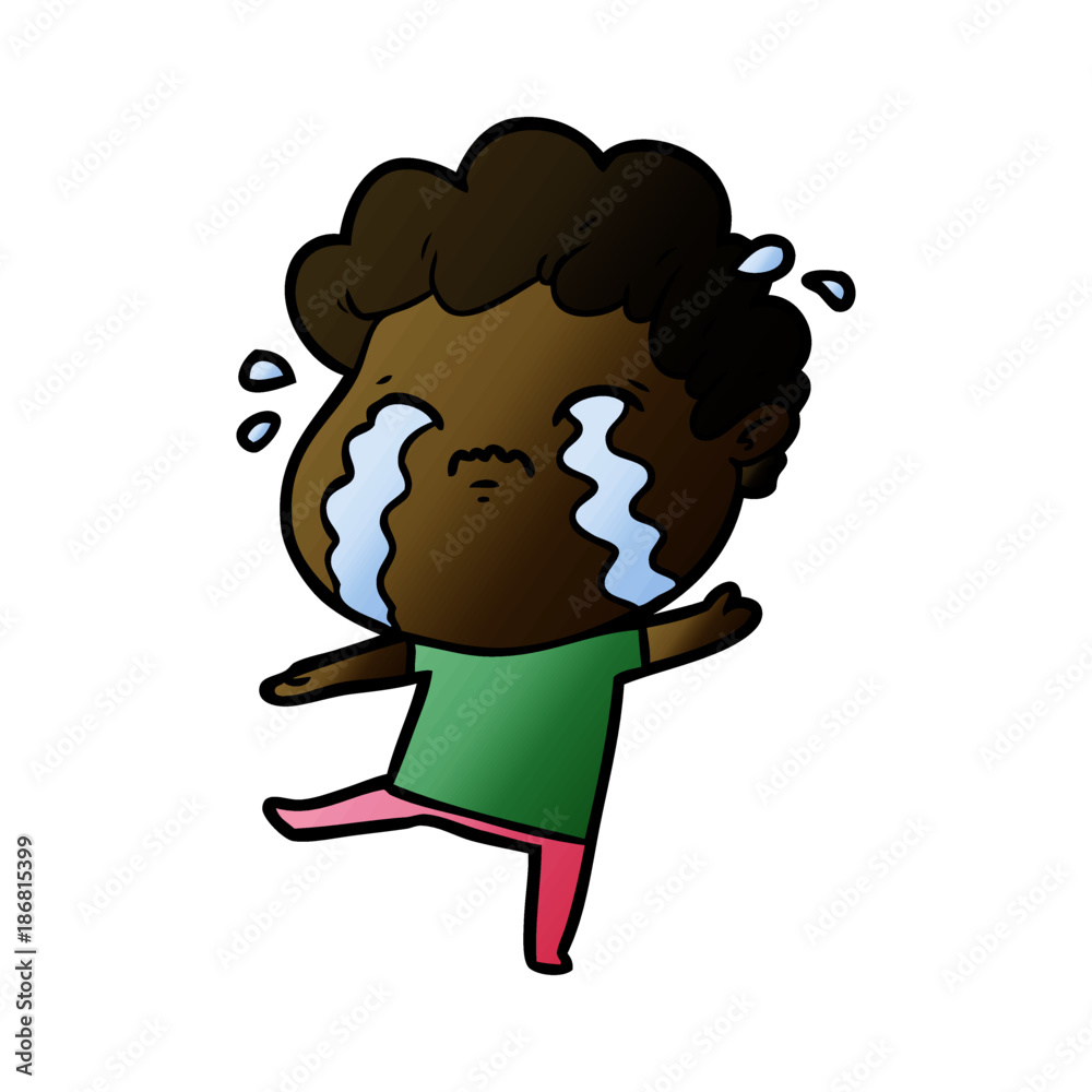 Fototapeta premium cartoon man crying