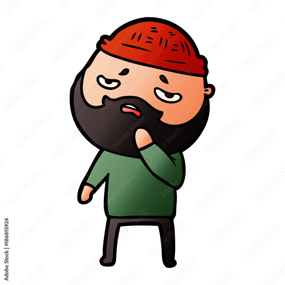 cartoon worried man with beard