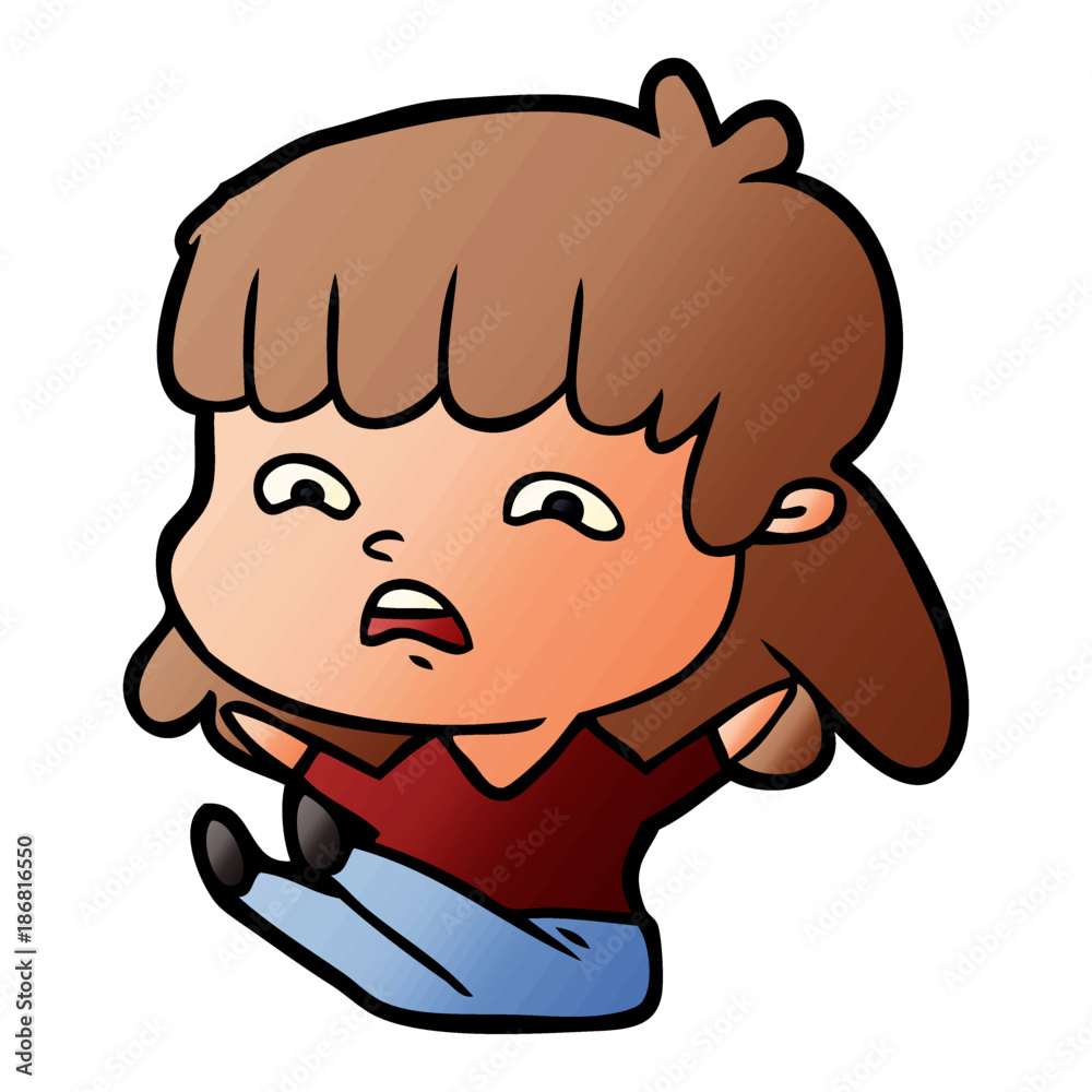 cartoon worried woman